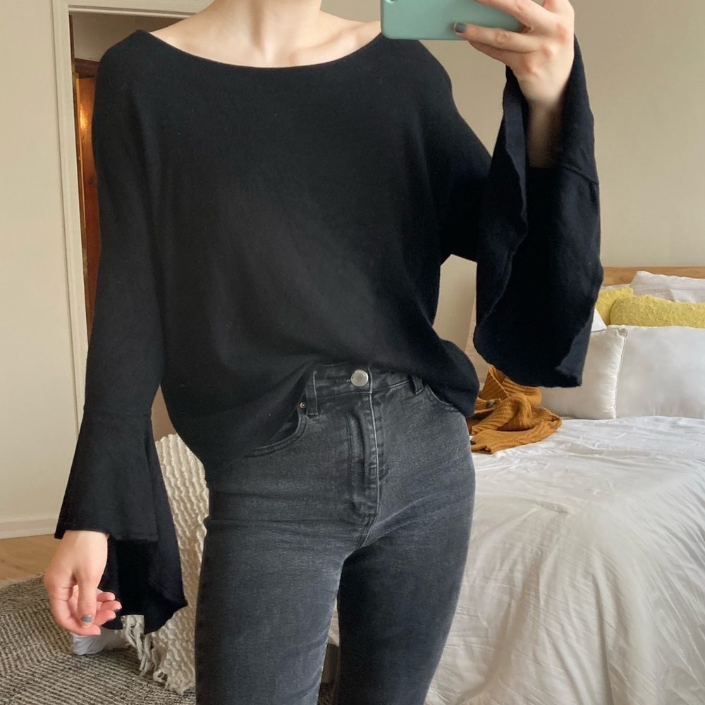Black bell sleeve sweater